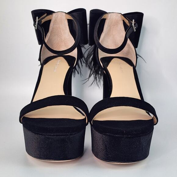 Antonio Melani Black Velvet Janie Feather Platform Heels - Picture 3 of 8